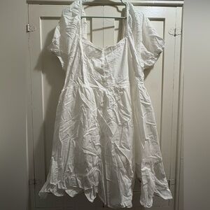 Cider Curve 3XL White Cotton Dress